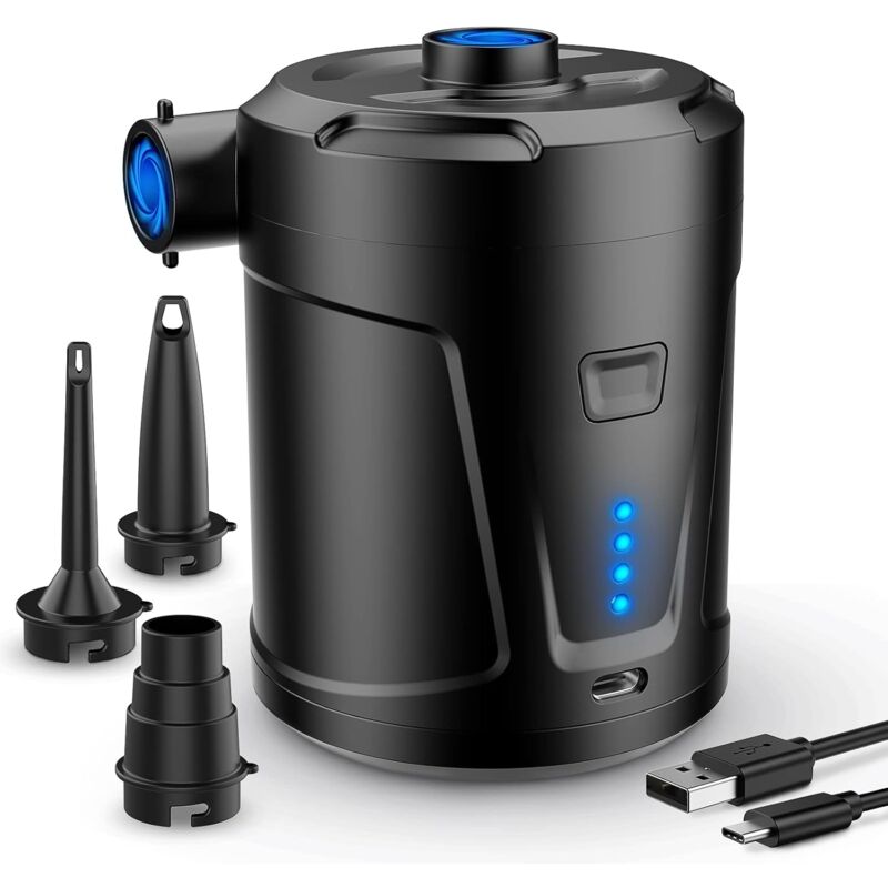 Electric Air Pump, 5000Mah Rechargeable Battery, Inflatable Mattress Inflator With 3 Air Nozzles, Fast Inflator For - Image 1