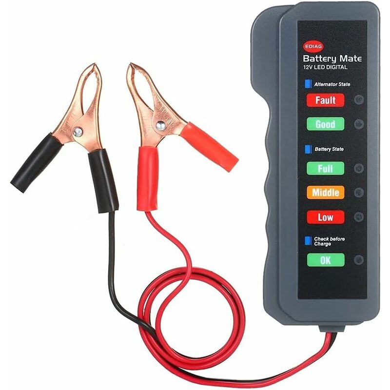12V Car Battery Alternator Tester LED Digital Battery Condition Alternator Charging Analyzer With Copper Clip LED For - Image 1