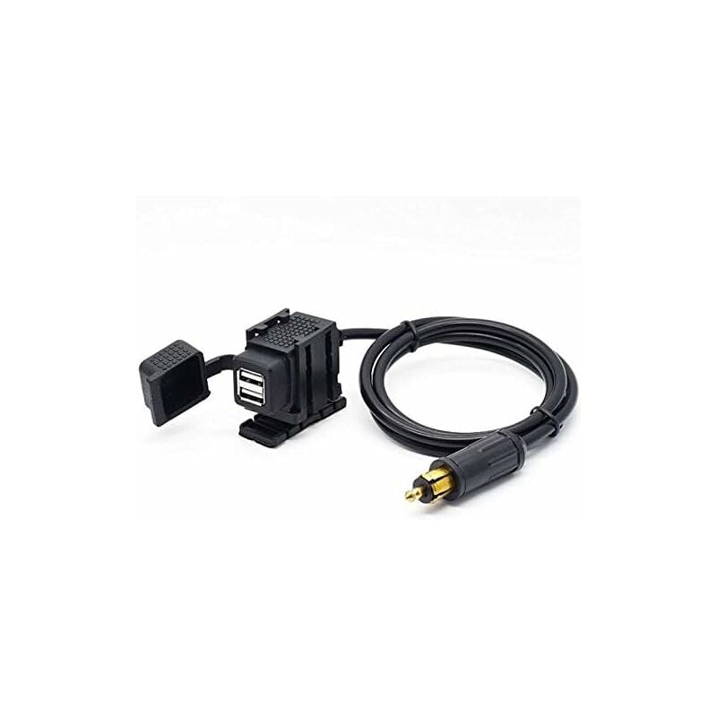 Din Hella Motorcycle Dual Usb Charger Socket Power Adapter 2.1A With 1.8M Cable For Phone / Iphone / Gps Satnav - Image 1
