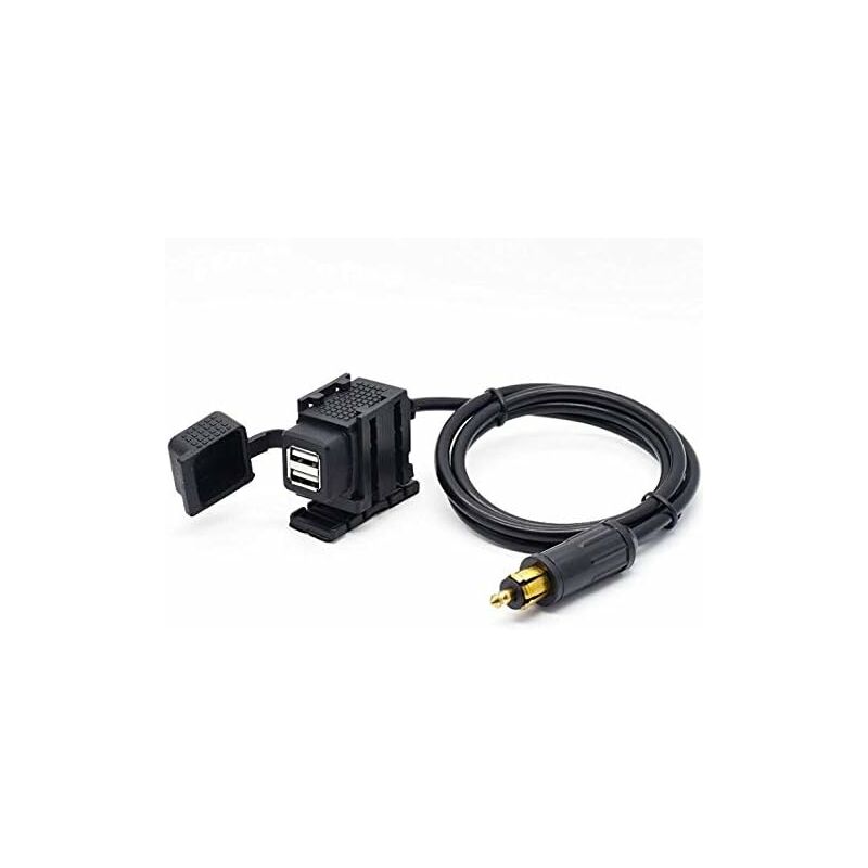 Din Hella Motorcycle Dual Usb Charger Socket Power Adapter 2.1A With 1.8M Cable For Phone / Iphone / Gps Satnav - Image 2