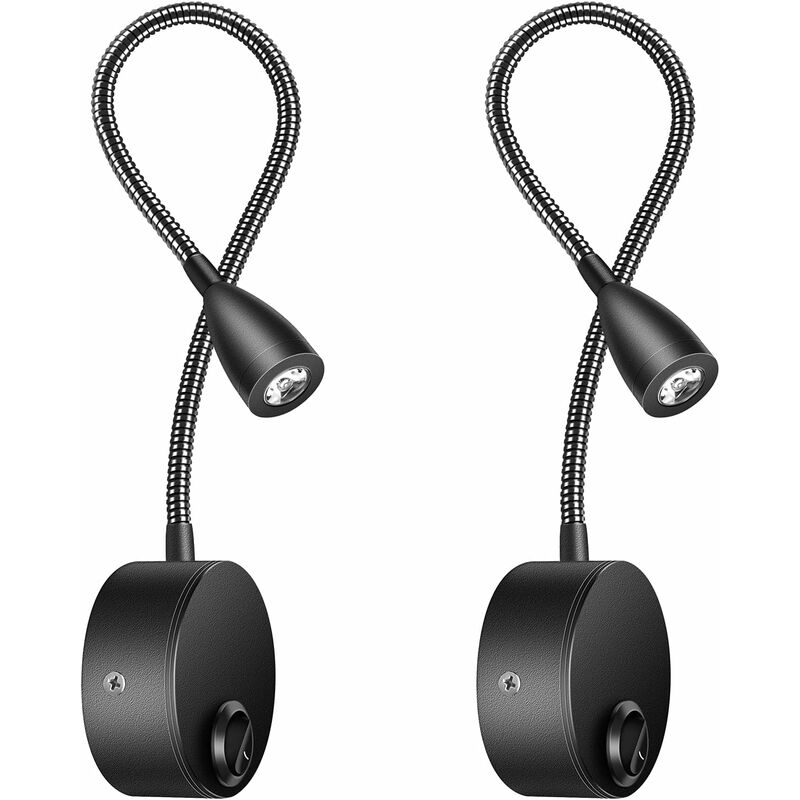 Bedside Wall Lamp 2 Pack Lights Wall Mounted Reading Light LED Gooseneck Light 3W, 6000K Warm White Reading Lamp. - Image 1