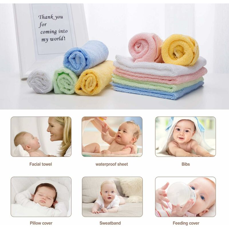 10 Pieces Baby Towels Hand Towels Bamboo Fiber Facial Wipes 25 Cm Kids Towels Multicolor Bath Towels Kitchen Towels - Image 3