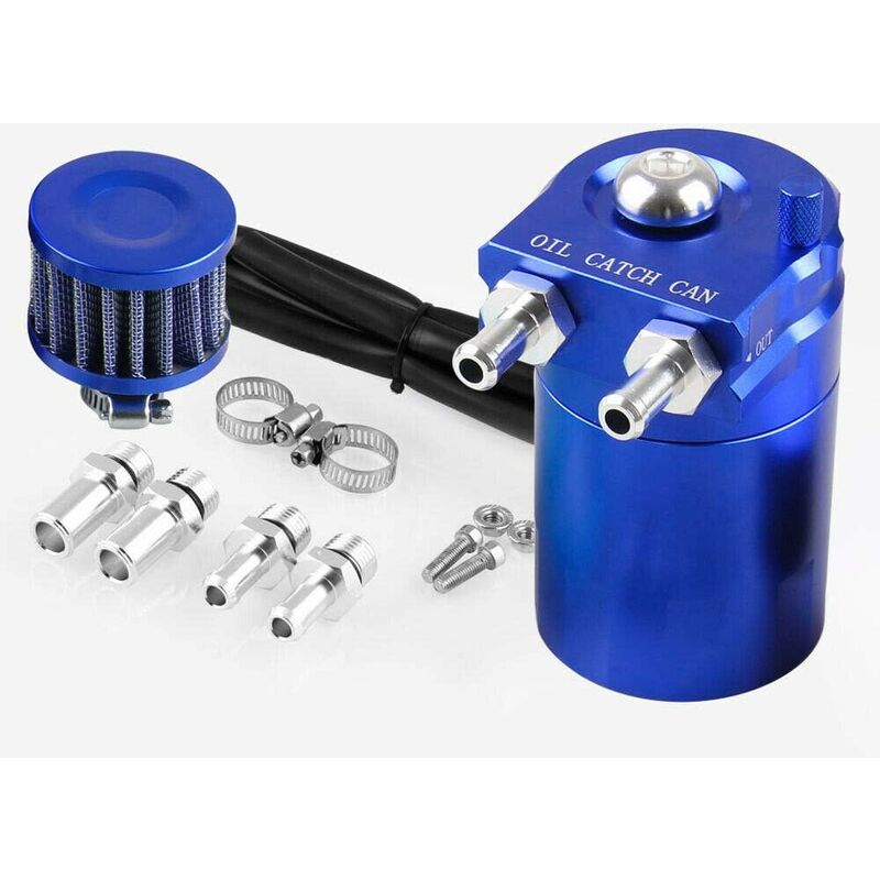 Universal Oil Catch Can, 300Ml Air Filter Breather Engine Separator Oil Tank Car Oil Catcher (Blue) - Image 1