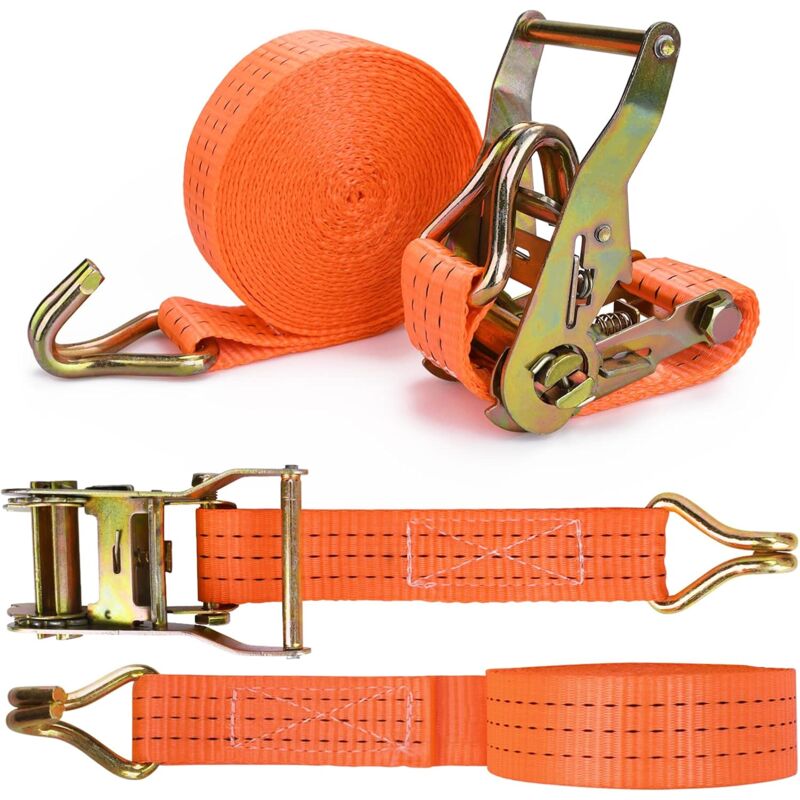 2 Pieces Ratchet Strap With Hooks, Length 6 M, Width 3.8 Mm, Ratchet Tie Down Strap, Tensioning Straps, Supporting A - Image 1