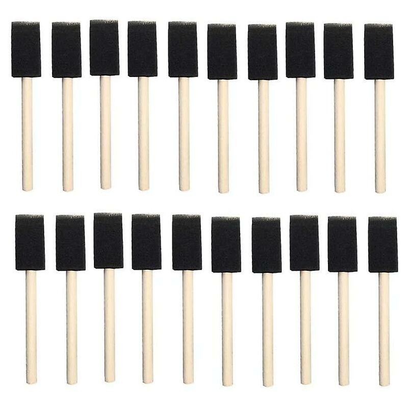 25 pcs Foam Sponges Paint Wooden Handle Flexible Poly Foam Brush Angled Brush For Acrylics Stains Varnishes Crafts Art - Image 1
