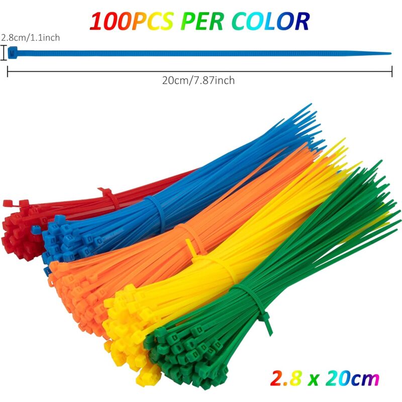 500 Pieces Colorful Plastic Cable Ties 200Mm X 2.8Mm Self-Locking Nylon Electrical Cable Ties For Gardening Cable - Image 2