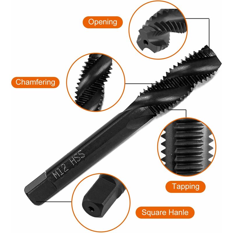 7 pcs Nitride Spiral Point Thread Taps, Hss 6542 Metric Machine Taper Shank Thread Tapping Tool M3 M4 M5 M6 M8 M10 M12 - Image 3