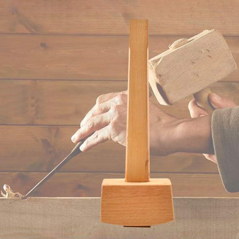 Beech Wood Mallet Hammer With Comfortable Grip Angled Striking Surface Woodworking Hammer For Carpentry Diy Woodworking - Image 4
