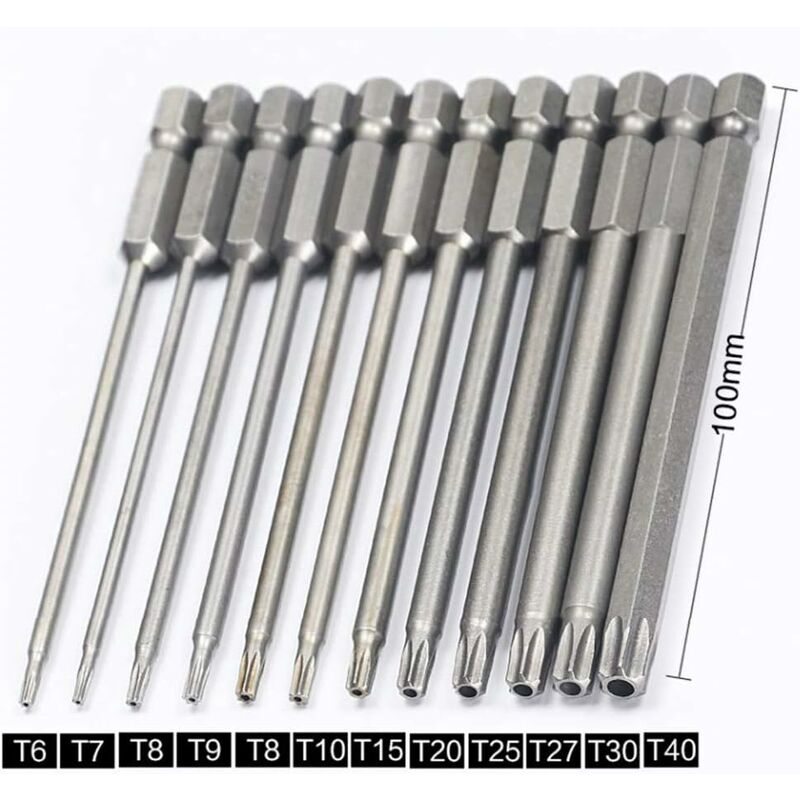 11 Piece Long Torx Screwdriver Bit Set - Magnetic Bits - 1/4