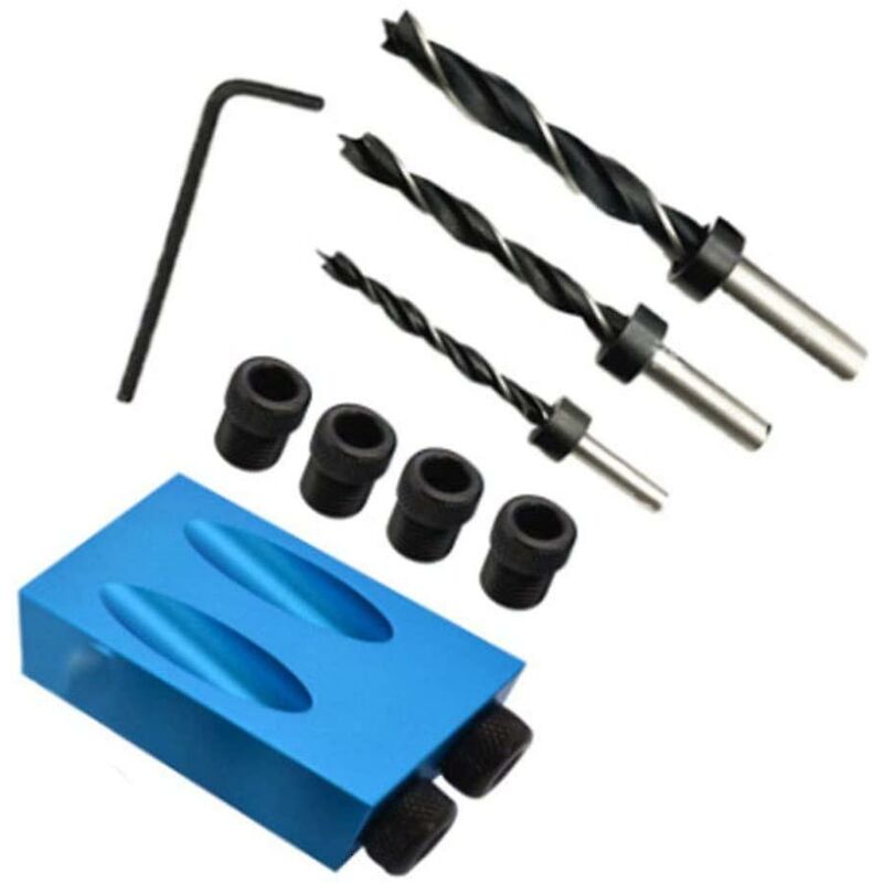 15 Degree Angle Drilling Kit For Wood With Guide Template Drill Bits And Holes 6/8/10Mm - Image 1