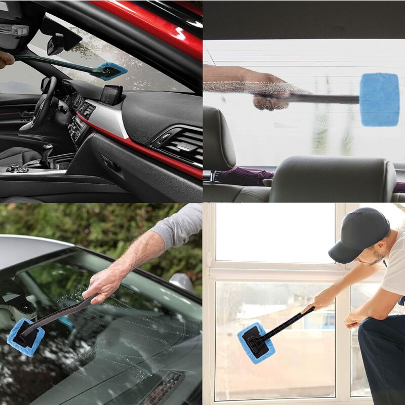 Interior Windshield Cleaner - Long Handle Car Windshield Cleaner Interior Windshield Cleaning Fog Moisture Removal - - Image 4