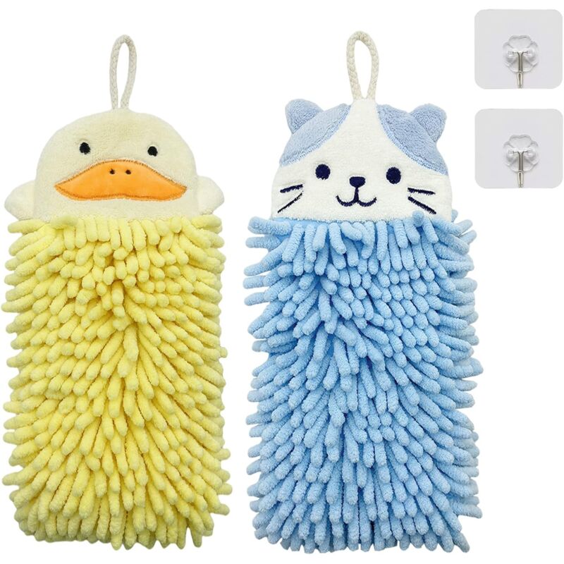 Cute Animal Hanging Hand Towel, Soft And Plush Microfiber Towel Quick Dry Absorbent Towels With Hanging Loop For - Image 1