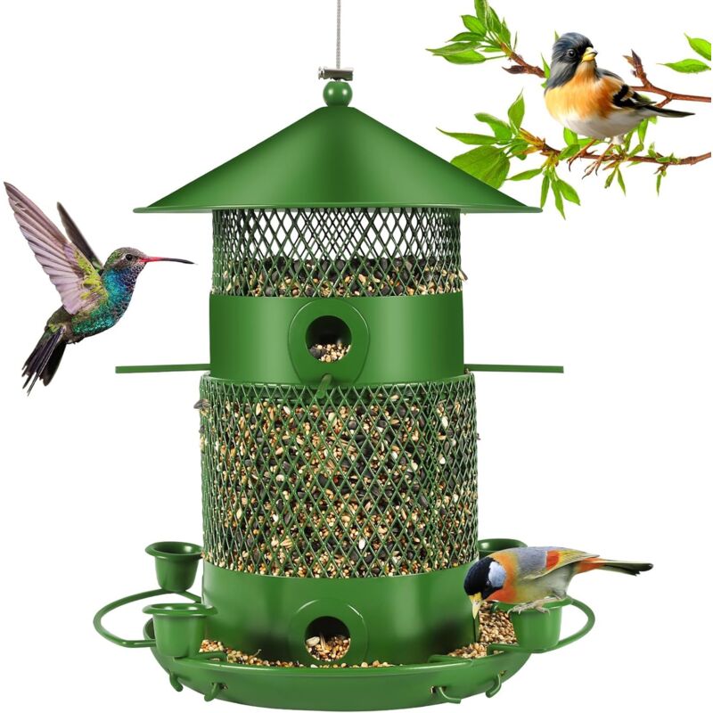27Cm Hanging Bird Feeder, Outdoor Waterproof Hummingbird Lantern Feeder, 2.5L Weatherproof Large Capacity Seed - Image 1