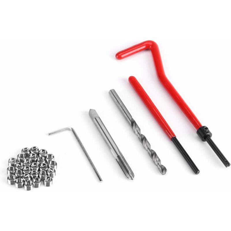30 pcs M5/M6/M8 Thread Repair Insert Kit Hand Tool Set Compatible For Engine And Other Automotive Repair[M8] - Image 1