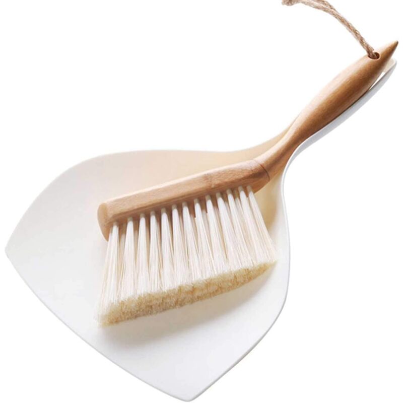 Mini Dustpan, 2 Pack Portable Wooden Dustpan And Brush, Small Multi-Function Broom For Sofas, Desk, Keyboards And Car, - Image 1