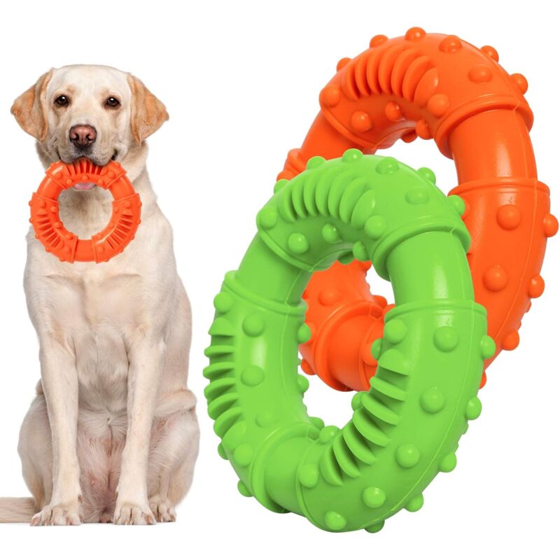2 pcs Dog Chew Toys, Durable Rubber Ring Dog Toy, Dog Teeth Cleaning Toy For Large And Medium Dogs - Image 1