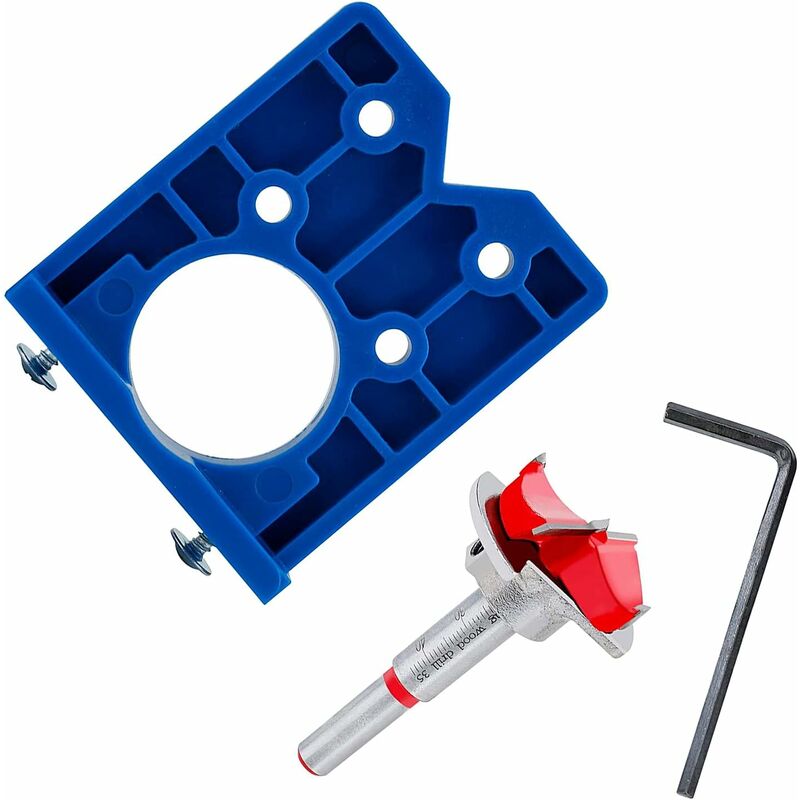 1 pcs Hinge Jig Drill Bit Sets, Hole Locator Bits, Drilling Jig For Hinges (35Mm Hinge Drilling Jig + Drill Bit Set) - Image 1