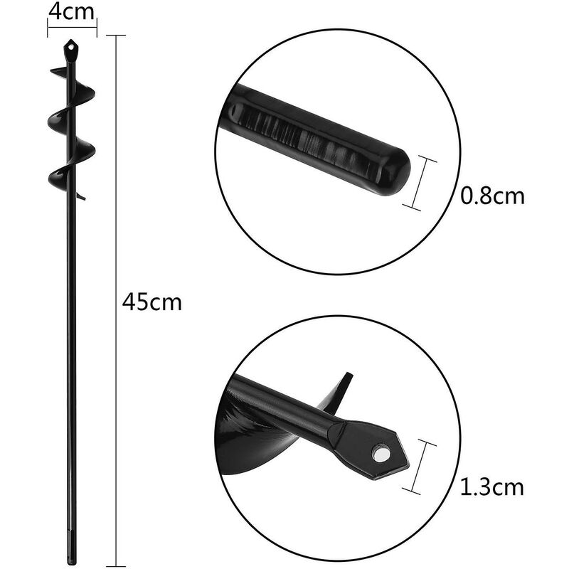 Garden Auger Drill Bit Ø4X45Cm, Practical Planting Tool For Planting Bedding Bulb Seedlings, Spiral Garden Drill Bit - Image 3