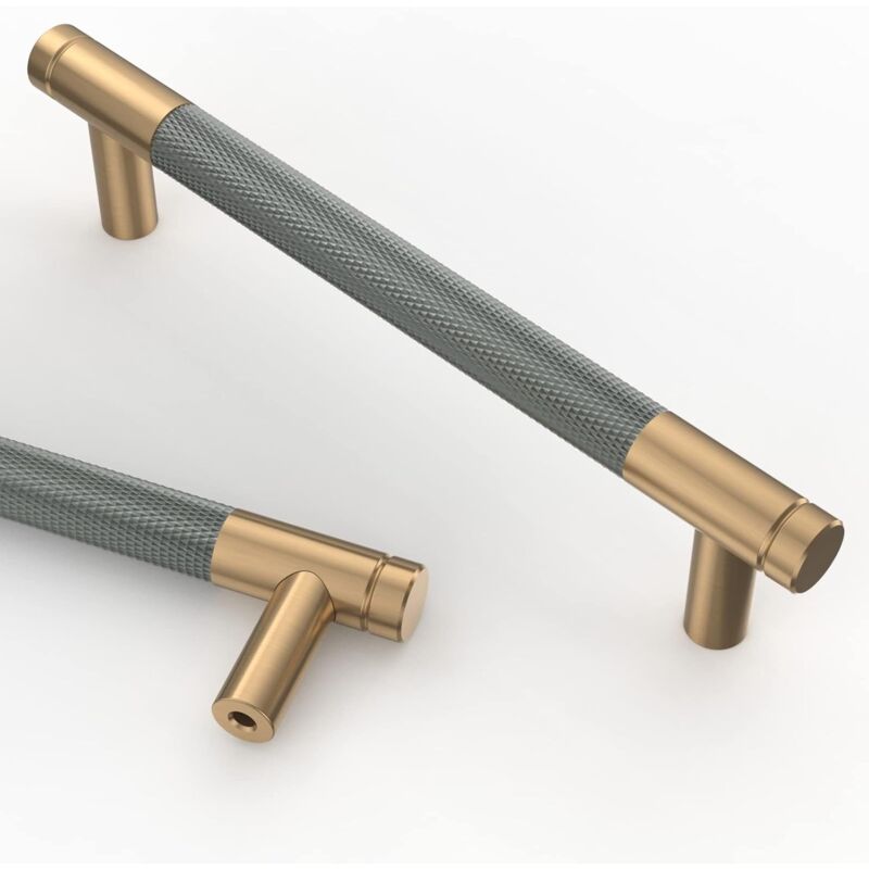 10 Pieces Kitchen Cabinet Handles Gray Gold 128Mm Gold Alloy Furniture Handles With Screws, For Desks, Drawers, - Image 1