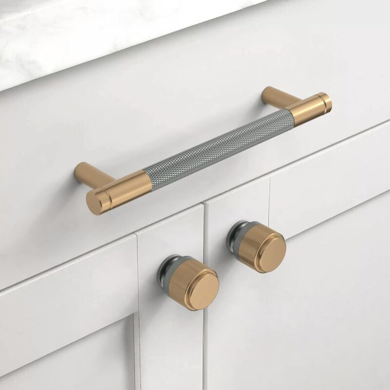 10 Pieces Kitchen Cabinet Handles Gray Gold 128Mm Gold Alloy Furniture Handles With Screws, For Desks, Drawers, - Image 2