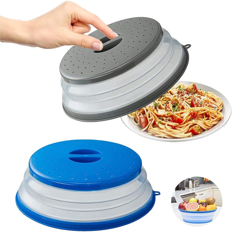 Foldable Microwave Cover, 2 Pieces Foldable Microwave Cover, Food Heating Cover Microwave Splatter Cover With Steam - Image 1