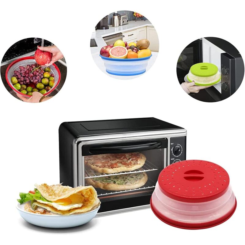 Foldable Microwave Cover, 2 Pieces Foldable Microwave Cover, Food Heating Cover Microwave Splatter Cover With Steam - Image 2