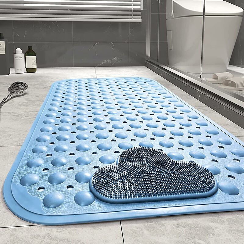 Non-Slip Shower Mat 70 X 40Cm Massage Bath Mat, Bath Mat With Drainage Holes And Suction Cups - Blue - Image 1