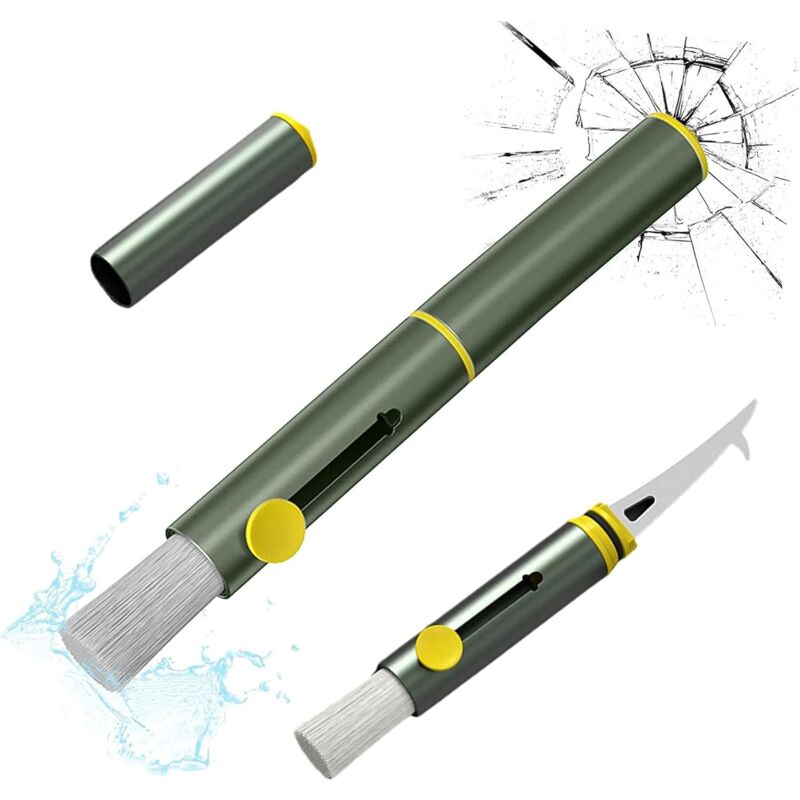 3 In 1 Multifunctional Car Cleaning Brush, Dust Remover, Tire Stone Hook, Window Breaker Hammer. Feather Duster Brush - Image 1