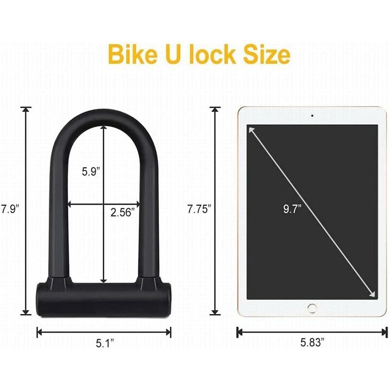 Bicycle U-Lock + Steel Cable Lock With Bracket 2 In 1 Flexible U-Lock Steel Cable - Image 3