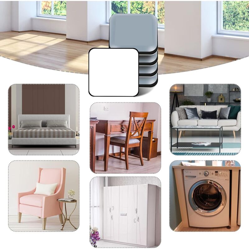 Furniture Sliders, 16 Pieces Ptfe Teflon Square Self-Adhesive Furniture Sliders Suitable For Smooth Floors And Carpets - Image 4