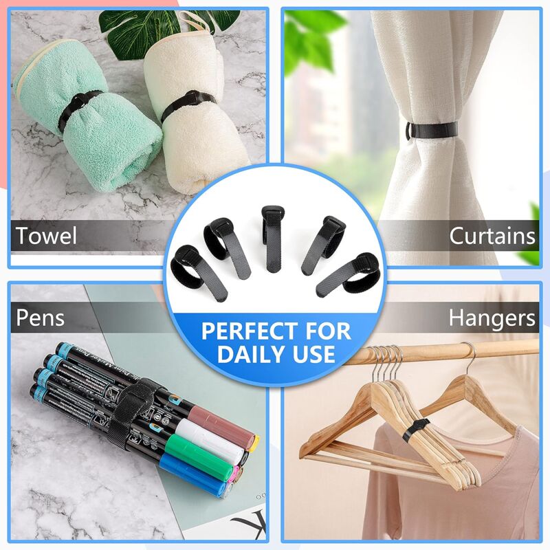 60 Pack Black Reusable Cable Ties Adjustable Hook And Loop Cable Management For Pc Cable Organizer Tv Office - Image 4