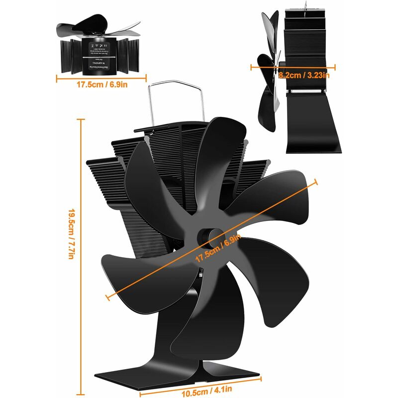 Wood Stove Fan 6 Blades Heat Powered Fireplace Fan Quiet Fan With Overheat Protection For Wood Burning Stove Gas - Image 4