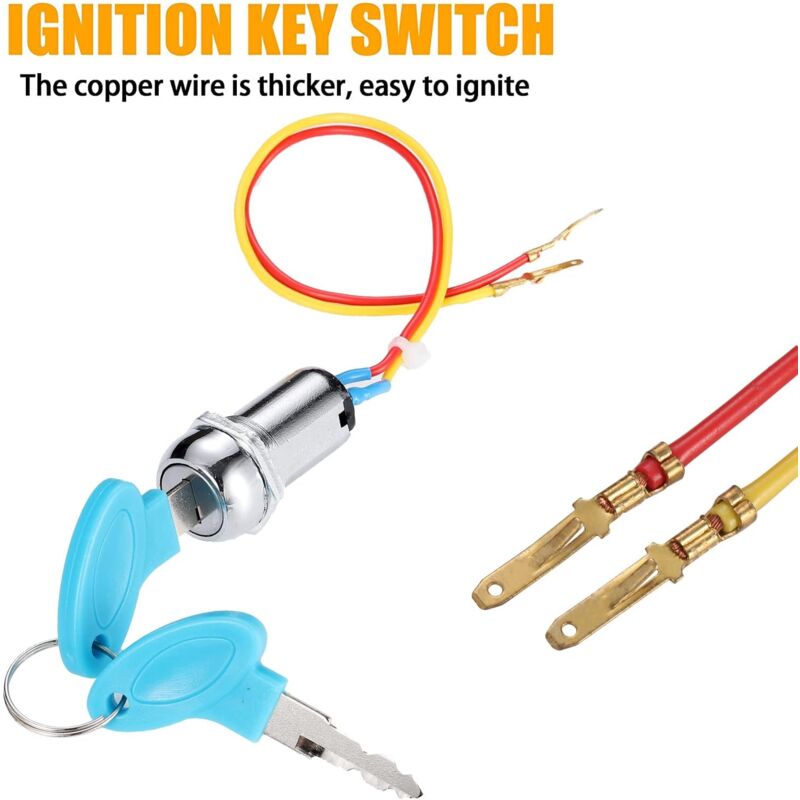 2 Wire Ignition Switch, Key Start Switch With 2 On-Off Buttons For Electric Scooter Atv Moped Go Kart - Image 2