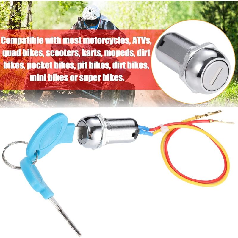 2 Wire Ignition Switch, Key Start Switch With 2 On-Off Buttons For Electric Scooter Atv Moped Go Kart - Image 3
