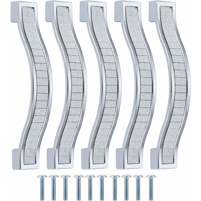 10 pcs Alloy Rhinestone Crystal Drawer Pulls Handles For Dresser Kitchen Cabinet Cupboard, Silver, 96Mm-10 pcs - Image 1