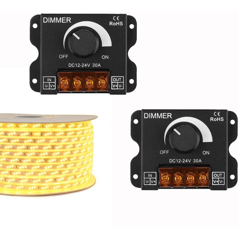LED ROtary LED Dimmer Switch Dimming Controller Dc 12V-24V 30A Pwm Dimmer Knob For Adjusting Brightness(2 Pack) - Image 1