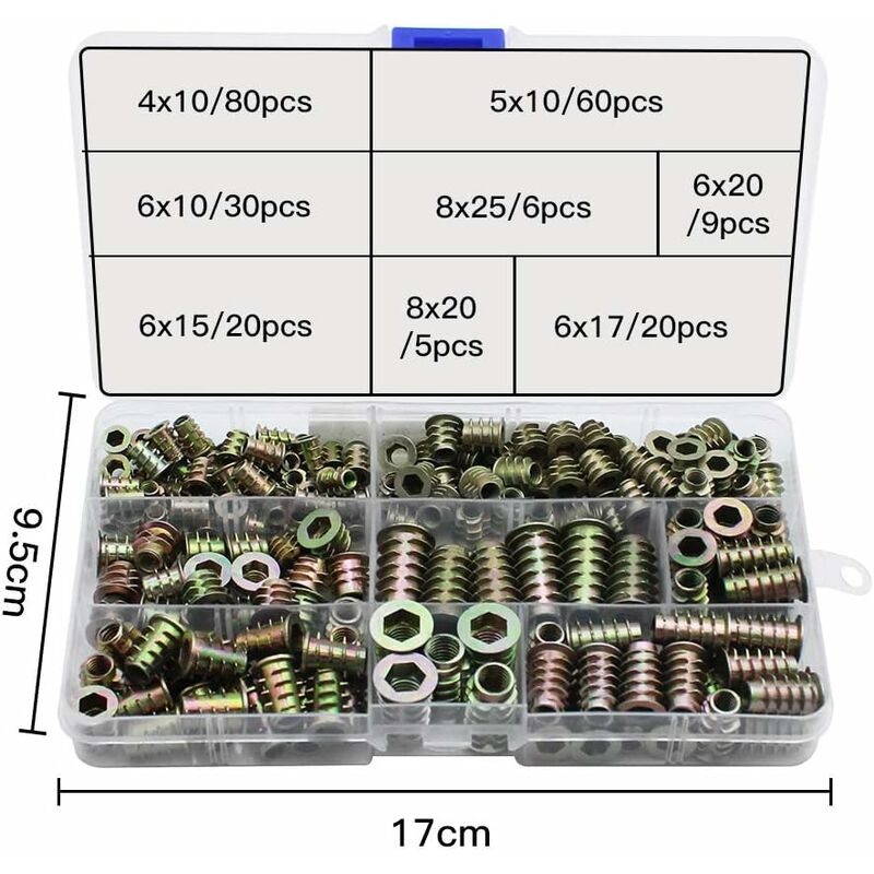230 pcs Zinc Alloy Hex Threaded Insert Nuts Threaded Insert Nuts External Thread M4 M5 M6 M8 For Wood Furniture Nut - Image 2