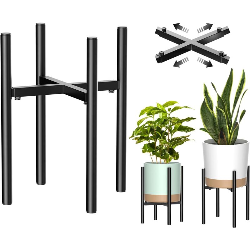 Plant Stand, Simple Style Metal Plant Shelf, Indoor And Outdoor Flower Pot Holder Adjustable Width For 20-30Cm Pots - Image 1