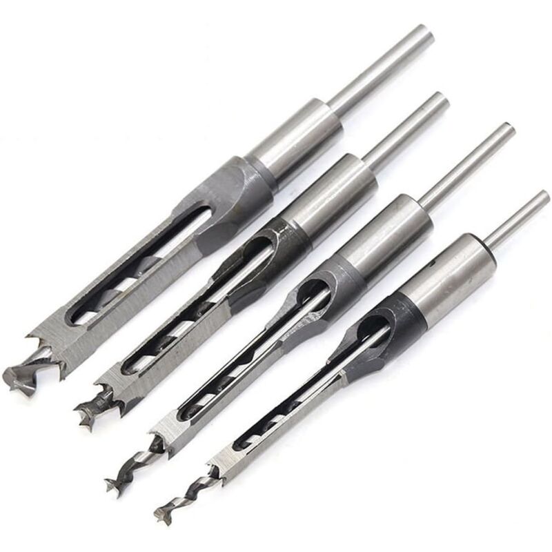 4 pcs Chisel Set Square Hole Drill Bits, Steel Hollow Chisel Woodworking Tools Set (1/4-1/2-5/16-3/8 Inch) - Image 1