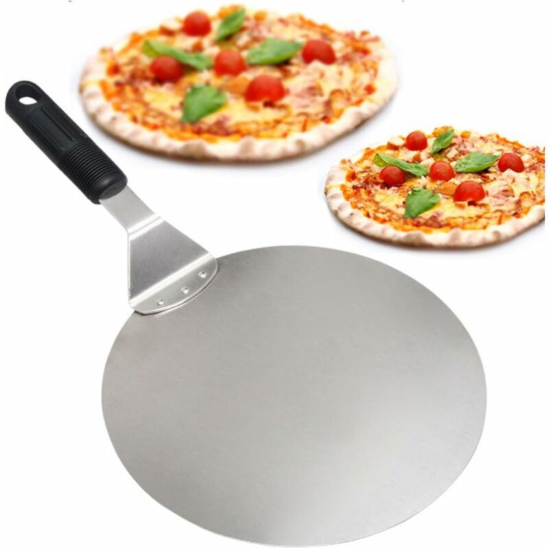 ROund Stainless Steel Pizza Peel With Non-Slip Handle Ideal For Cakes, Pizzas, Pies - Image 1