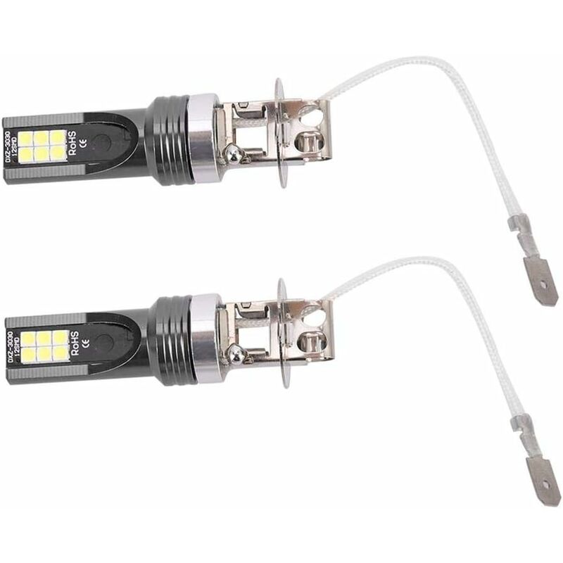 2 pcs LED Headlight Bulb, 2525 12LED Car Vehicle Headlight Replacement For H3 Headlight Bulb Dc12V-24V White 6500K-7500K - Image 1