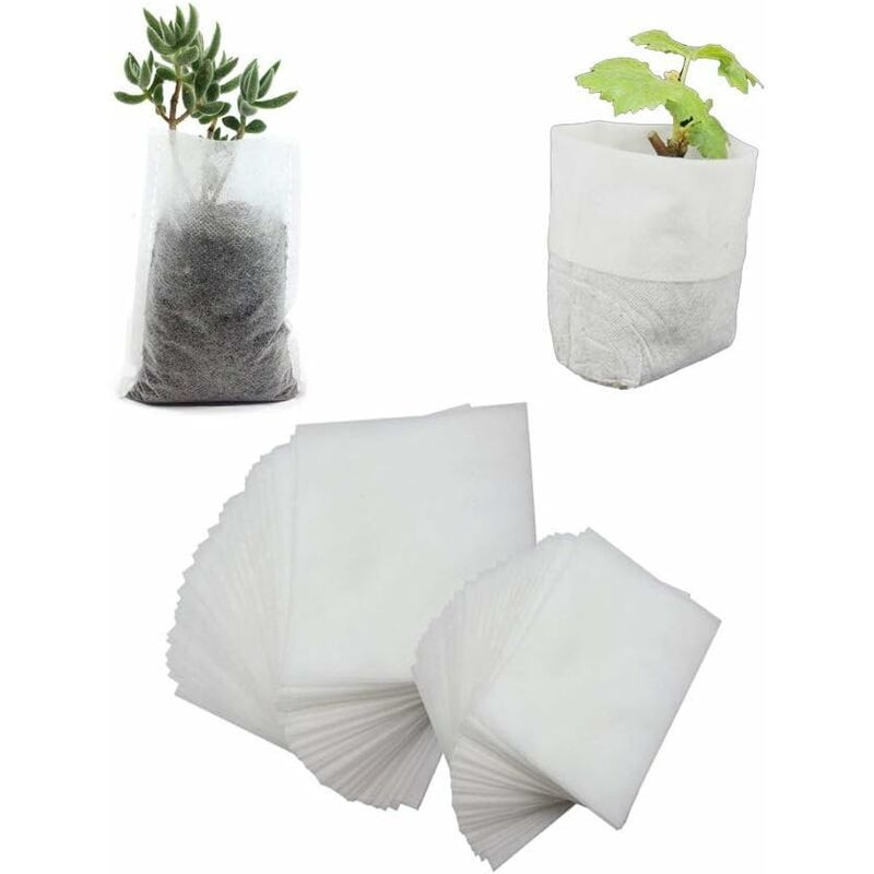 500 pcs Non-Woven Plant Bags, Biodegradable Non-Woven Fabric Plant Bags Seedling Grow Bags For Tomatoes, Flowers, - Image 1