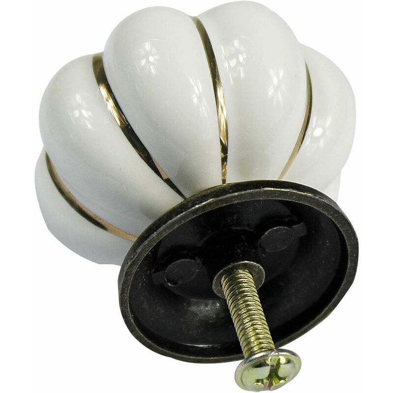 10 pcs Vintage European Style Ceramic Pumpkin Cabinet Knobs Dresser Cupboard Drawer Pull Handles White - Image 2
