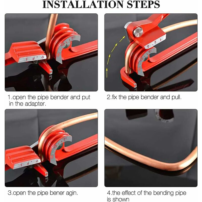 Tube Bender, 3 In 1 Tube Bender 6Mm/8Mm/10Mm Copper Tube Bender Copper Tube Cutter 180° Heavy Duty Manual Tube Bender - Image 3