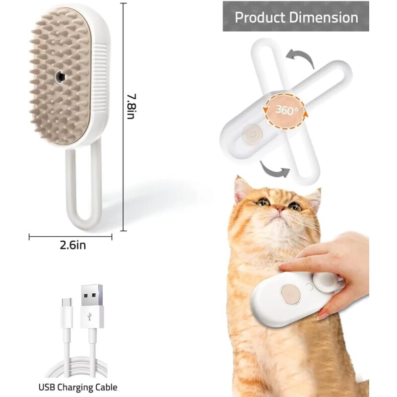 Electric Steam Brush For Dogs And Cats: Coat Care, Detangling, Relaxing Massage, Home Hygiene, Tangle Removal, Home - Image 2