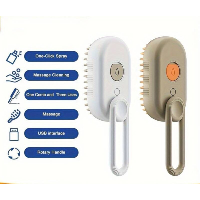 Electric Steam Brush For Dogs And Cats: Coat Care, Detangling, Relaxing Massage, Home Hygiene, Tangle Removal, Home - Image 3