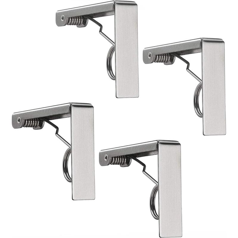 4 pcs Tablecloth Clips Set Stainless Steel Tablecloth Clips Anti-Slip Spring Loaded Tablecloth Holder - Image 1