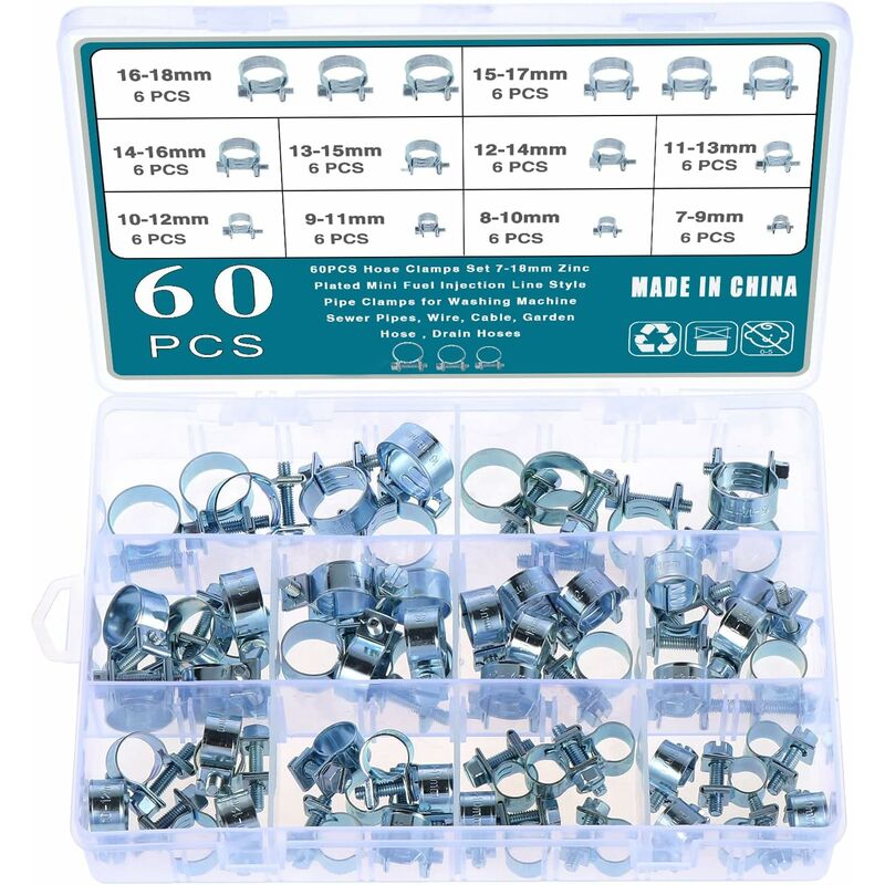 60 pcs Galvanized Silicone Fuel Hose Clamps - Image 1