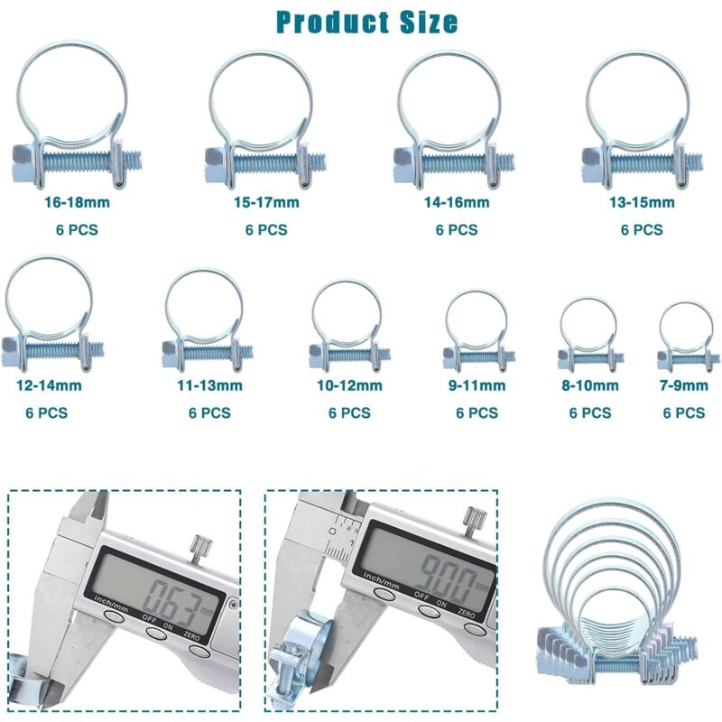 60 pcs Galvanized Silicone Fuel Hose Clamps - Image 2