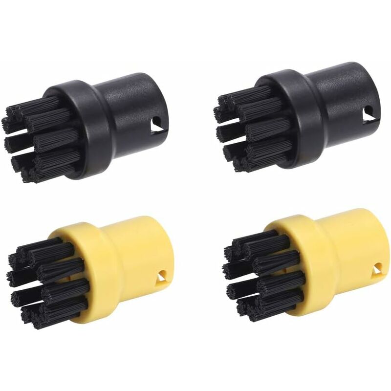 Brass Wire ROund Brush Set For Karcher Sc1 Sc2 Ctk10 Ctk20Sc3 Sc4 Sc5 Steam Cleaner (2 Black, 2 Yellow) - Image 1